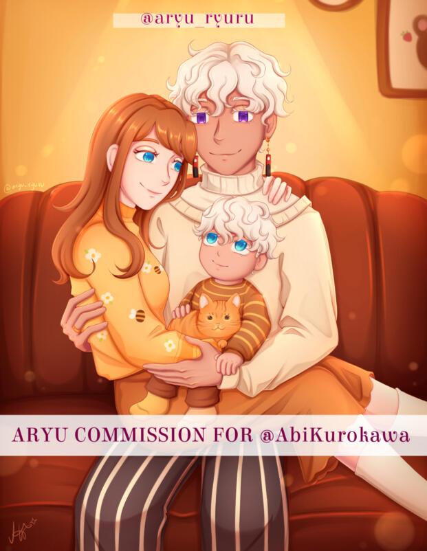 Full color half body + background commission